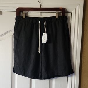 New Alex Crane Black Linen Shorts, NWT, Sz. Large